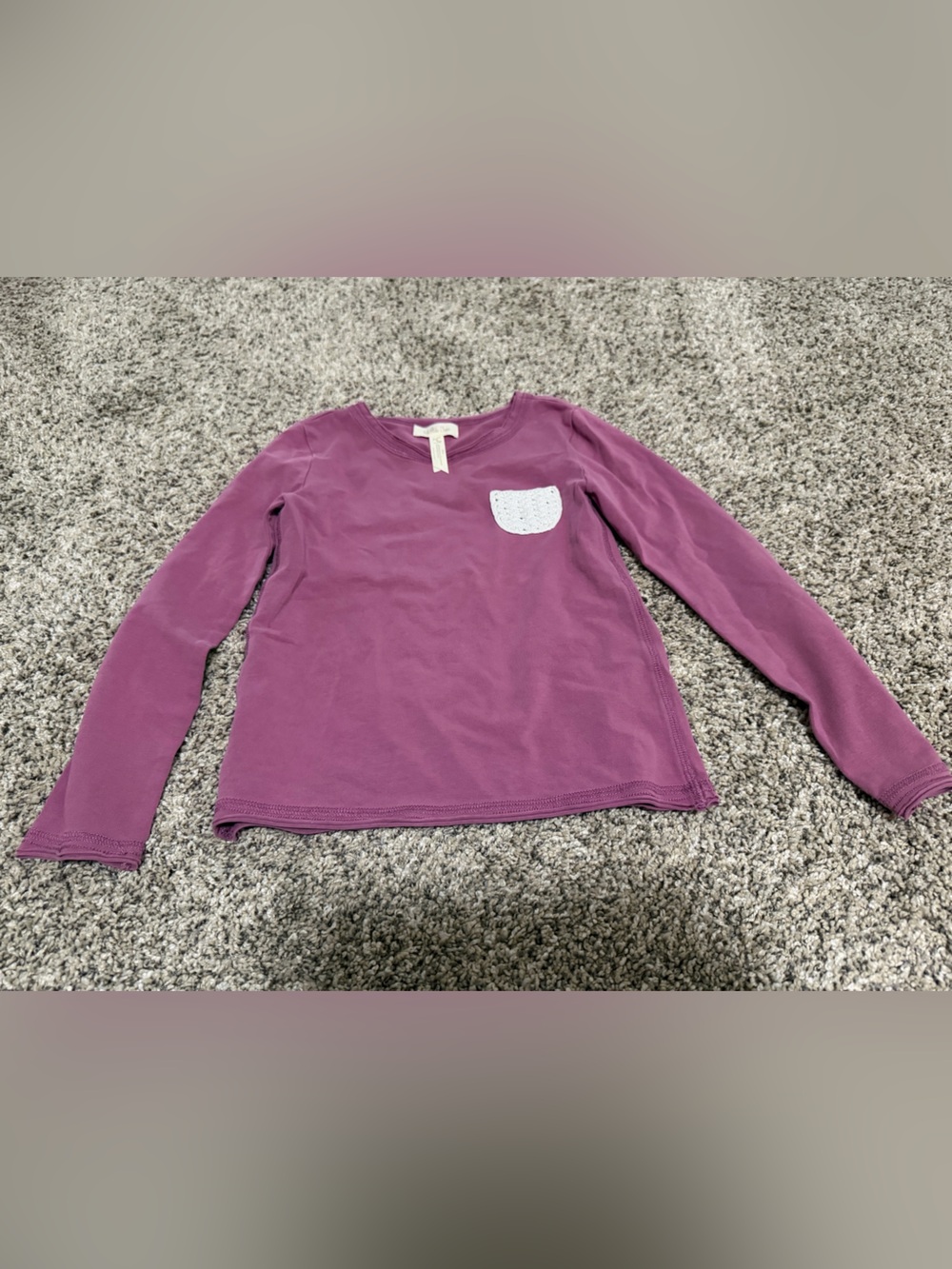 Matilda Jane Purple Long Sleeve Tee with White Crochet Pocket
